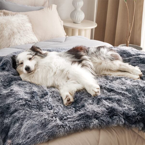 Waterproof Dog Blankets for Large Dogs - Cat Blanket for Bed Couch Protector Washable Long Faux Fur, Calming Soft Reversible Throw Furniture Protection for Puppy Pet, 60