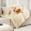 Waterproof Dog Blankets for Large Dogs - Cat Blanket for Bed Couch Protector Washable Long Faux Fur, Calming Soft Reversible Throw Furniture Protection for Puppy Pet, 60
