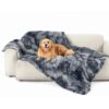 Waterproof Dog Blankets for Large Dogs - Cat Blanket for Bed Couch Protector Washable Long Faux Fur, Calming Soft Reversible Throw Furniture Protection for Puppy Pet, 60