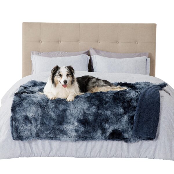 Waterproof Dog Blankets for Large Dogs - Cat Blanket for Bed Couch Protector Washable Long Faux Fur, Calming Soft Reversible Throw Furniture Protection for Puppy Pet, 60