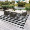 Outdoor Rug Waterproof for Patio Clearance Black and White Camping Rug 8x10 Plastic Straw Striped Floor Carpet for Backyard, Picnic, RV, Deck, Bench, Balcony