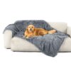 Waterproof Dog Blankets for Large Dogs - Cat Blanket for Bed Couch Protector Washable Long Faux Fur, Calming Soft Reversible Throw Furniture Protection for Puppy Pet, 60