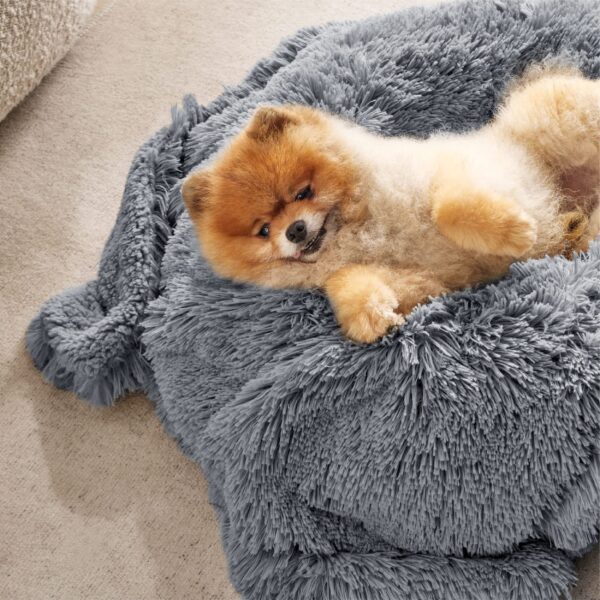 Waterproof Dog Blankets for Large Dogs - Cat Blanket for Bed Couch Protector Washable Long Faux Fur, Calming Soft Reversible Throw Furniture Protection for Puppy Pet, 60