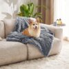 Waterproof Dog Blankets for Large Dogs - Cat Blanket for Bed Couch Protector Washable Long Faux Fur, Calming Soft Reversible Throw Furniture Protection for Puppy Pet, 60