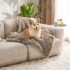Waterproof Dog Blankets for Large Dogs - Cat Blanket for Bed Couch Protector Washable Long Faux Fur, Calming Soft Reversible Throw Furniture Protection for Puppy Pet, 60