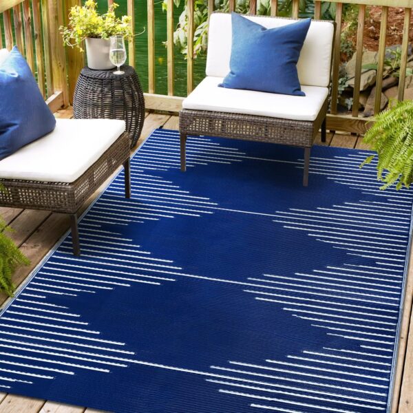 Outdoor Rug Waterproof 6x9 ft, Reversible Outdoor Plastic Straw Rug, Large Outdoor Patio Rug for RV Camping, Indoor Outdoor Rugs for Porch Deck Backyard Balcony Picnic Beach