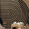 Indoor and Outdoor Rug Boho Abstract Line Pattern in Black Brown