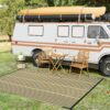 Outdoor Rug Waterproof for Patio Clearance Black and White Camping Rug 8x10 Plastic Straw Striped Floor Carpet for Backyard, Picnic, RV, Deck, Bench, Balcony