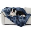 Waterproof Dog Blankets for Large Dogs - Cat Blanket for Bed Couch Protector Washable Long Faux Fur, Calming Soft Reversible Throw Furniture Protection for Puppy Pet, 60