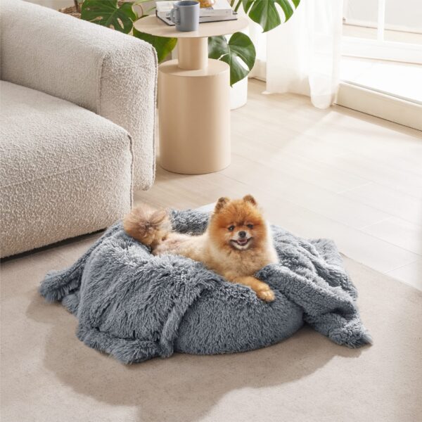 Waterproof Dog Blankets for Large Dogs - Cat Blanket for Bed Couch Protector Washable Long Faux Fur, Calming Soft Reversible Throw Furniture Protection for Puppy Pet, 60