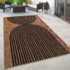 Indoor and Outdoor Rug Boho Abstract Line Pattern in Black Brown
