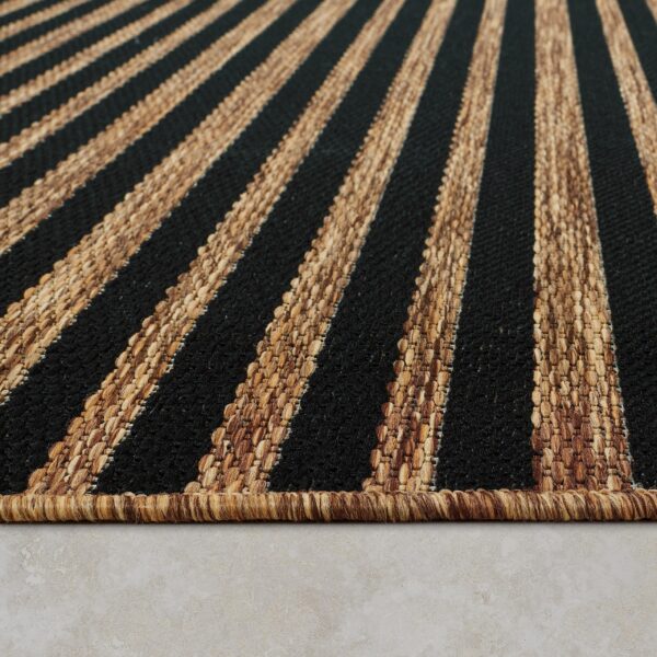 Indoor and Outdoor Rug Boho Abstract Line Pattern in Black Brown