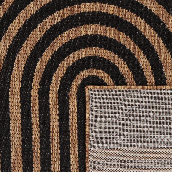 Indoor and Outdoor Rug Boho Abstract Line Pattern in Black Brown