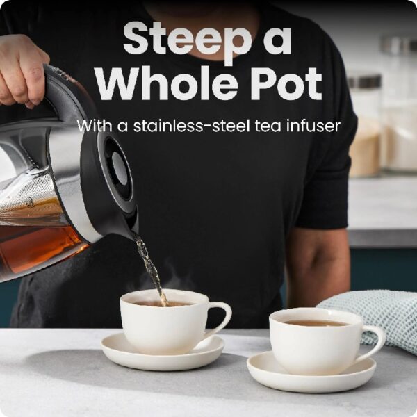 1.8L Electric Glass Kettle w/ Temperature Control, Removable Tea Infuser - Stainless Steel