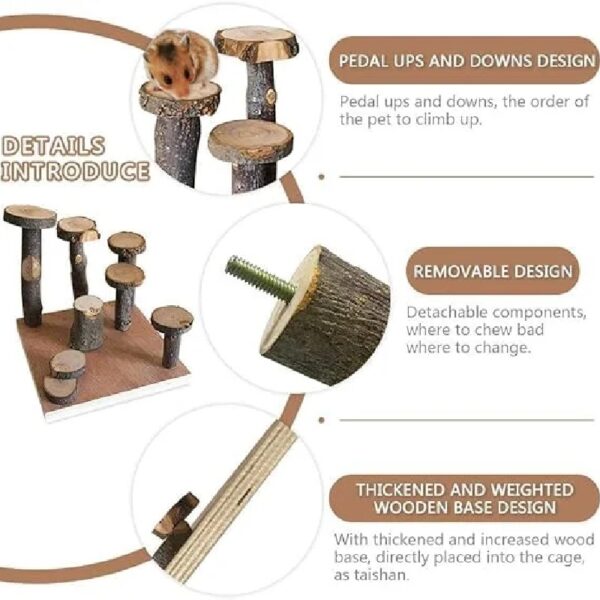 SS Organic Hamster Climbing Wooden Stand Platform, Pet Cage Playground Natural Wood Bridge ramp Toys for Dwarf Hamsters, Syrians Hamster, Gerbil, Mouse, Rat