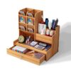 Wooden Pen Pencil Storage Holder Organizer Office Study Desk Tidy Caserack Shelf
