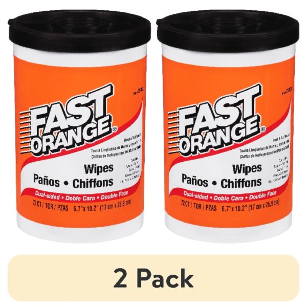 (2 pack)Fast Orange Hand Cleaner Wipes, 72-Count Container Clean Scent - 25053