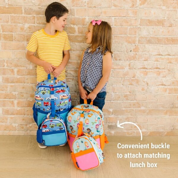 Wildkin Kids Pack-It-All 15 Inch School & Travel Backpack in Pink for Girls, Front strap for attaching Wildkin's Clip-in Lunchbox, Generously sized exterior front pocket (Mermaid Undercover)