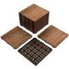 12'' x 12'' Fir Wood Flooring Tiles 11sq ft Coverage Area, 11 Pieces, Brown