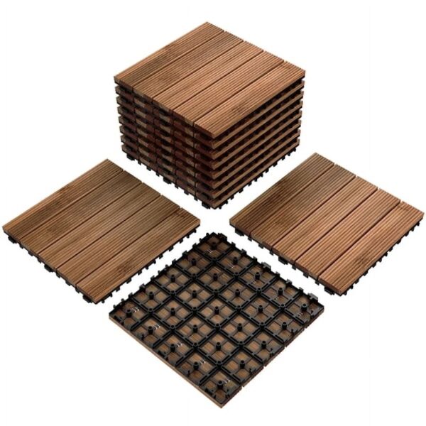 12'' x 12'' Fir Wood Flooring Tiles 11sq ft Coverage Area, 11 Pieces, Brown