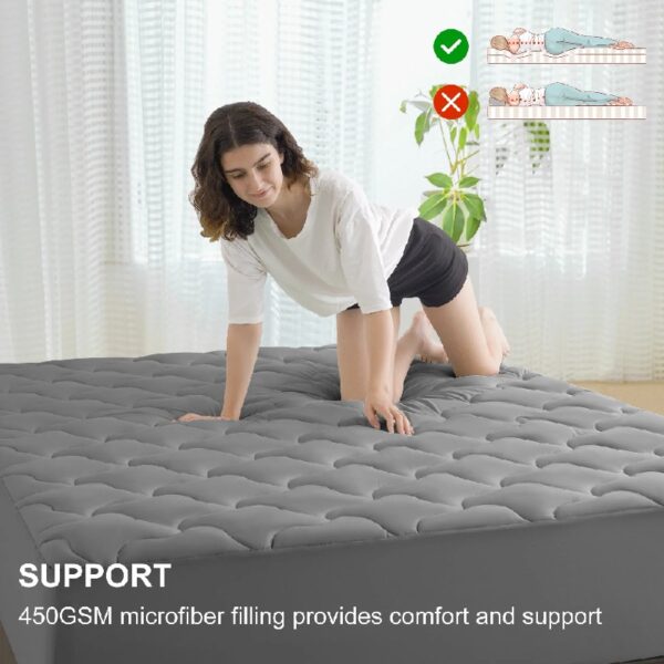 Queen Mattress Pad, Quilted Fitted Mattress Topper Protector, Cooling Breathable Bed Cover with 8-21