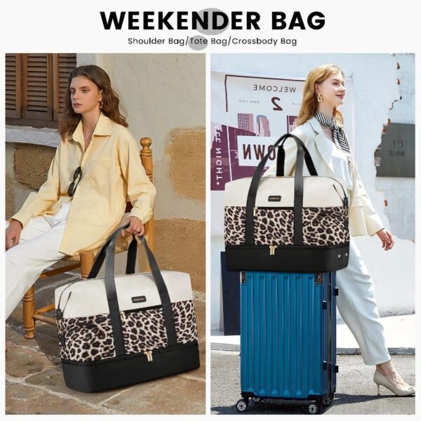 Travel Duffel Bag for Women, Large Weekender Overnight Bag, Carry-on Gym Bag with Separate Shoes Compartment, Mom Hospital Bags for Labor and Delivery with 2 Packing Cubes