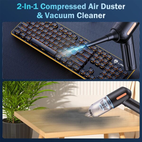 Handheld Car Vacuum Cleaner, 18000PA Hand Held Vacuum Portable Cordless, 2 in 1 Air Duster and Vacuum Cleaner with Multi-Nozzles, High Power Mini Vacuum for Home, Pet, Office