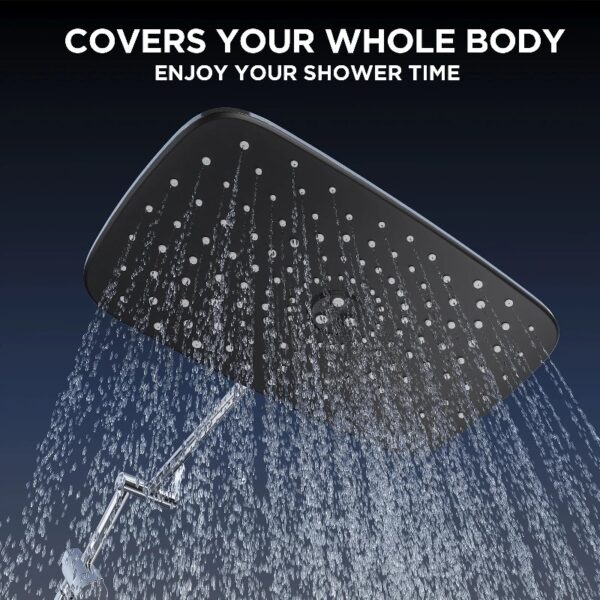 12 Inch Coverage High Pressure Rain Shower Head Combo with Adjustable Extension Arm, Wide Rainfall & 5 Modes Handheld Showerhead, Dual Anti-Clog Nozzles for Ultimate Experience, Silver Chrome