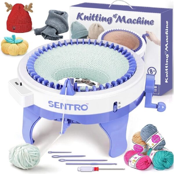Knitting Machines 48 Needles,Smart Knitting Crochet Machine, Knitting Crochet Machine with Row Counter,Weaving Loom Machine Kit for Adults,DIY Board Rotating Double Knit Kit
