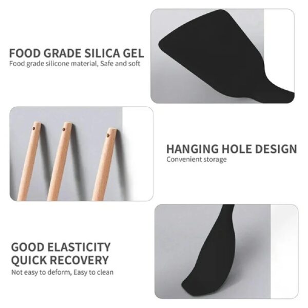 Silicone Kitchen Cooking Utensils Set, 19 Pieces Utensil with Holder, Heat Resistant, Black