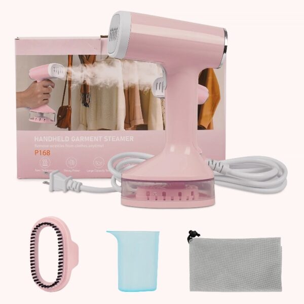 Steamer for Clothes, 1500W Handheld Garment Steamer, Steam Iron, Portable Travel Fabric Wrinkles Remover, 15s Fast Heat-up, Pink
