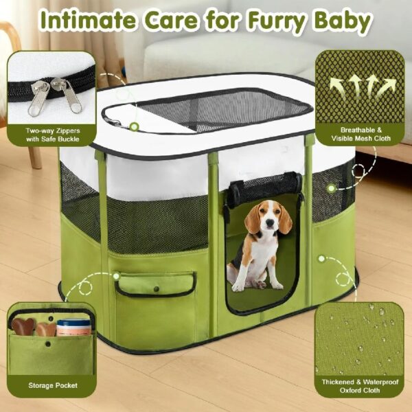 0305c4a576ce4e258511b329015ac3ab Portable Pet Playpen, 600D Oxford Foldable Dog Play Tent Kennel Crate for Indoor Outdoor Travel Camping, Come with Free Carrying Case&Folding Bowl, Great for Puppy Cat Bunny, Green L