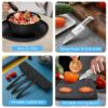 35 Pieces Wheat Straw Dinnerware Sets for 4, Plates and Bowls Sets With Cutting Board and Fruit knife, Outdoor Camping Dishes Sets, Microwave & Dishwasher Safe, Lightweight & Unbreakable, Black