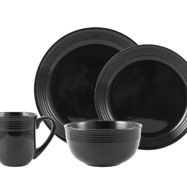Chiara 16-Piece Stoneware Gray Dinnerware Set