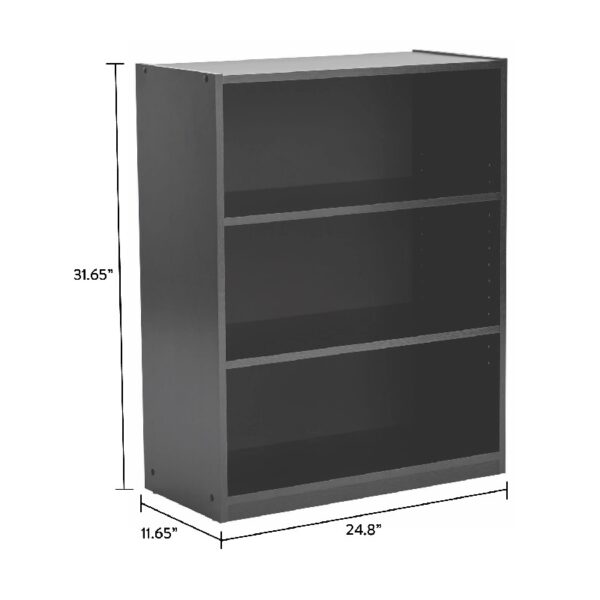 3-Shelf Bookcase with Adjustable Shelves, White