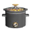 2 Quart Slow Cooker, Small Slow Cooker with Removable Ceramic Pot, Slow Cooker Food Warmer with 3 Heating Settings & Dishwasher Safe Glass Lid, Grey