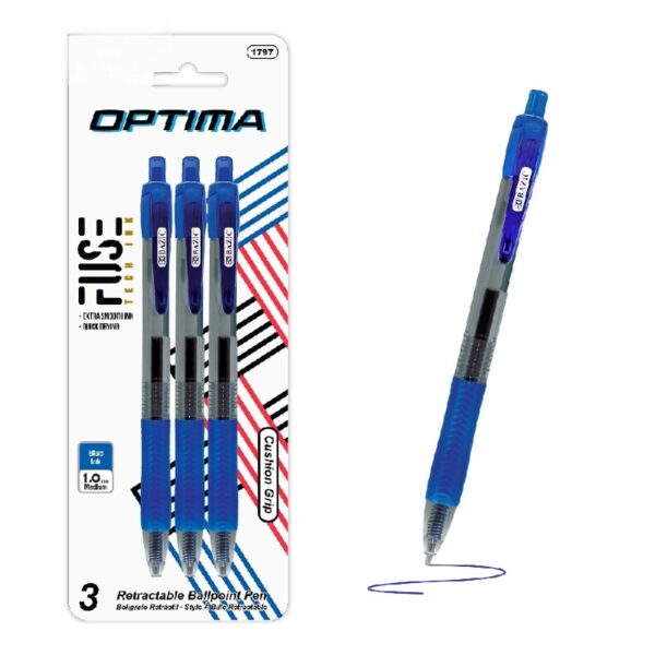 BAZIC Optima 5-Color Oil Gel Fuse Tech Ink Retractable Pen, 0.7 mm, (5/Pack), 12-Pack