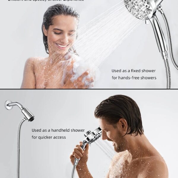 Handheld Showerhead w/ Magnetic Docking Brackets,High Pressure 10 Spray Modes Shower Head,New