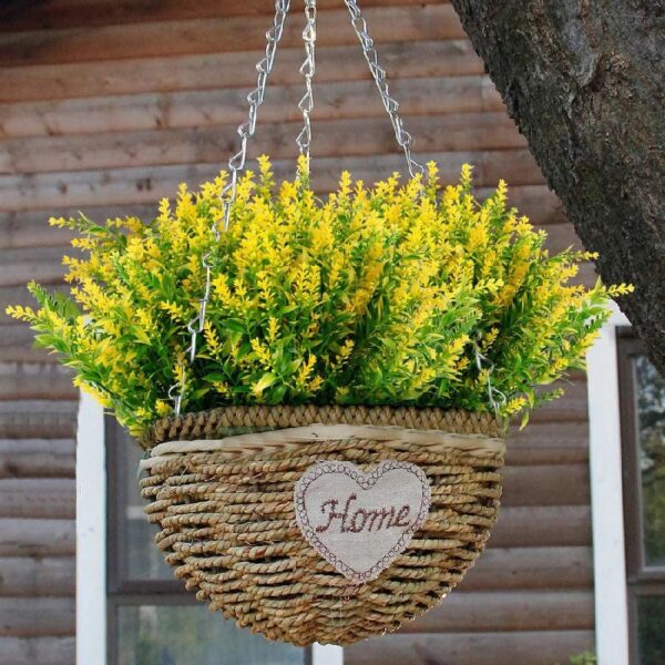 RECUTMS 20 Bundles Outdoor Artificial Plant UV Resistant Fake Plants, Faux Plastic Greenery for Indoor Outside Hanging Plants Garden Porch Window(White)