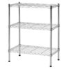 3-shelf Wire Shelving,  Adjustable Storage Rack Unit, Microwave Bakers Rack Garage Kitchen Organizer, Capacity for 200 lbs