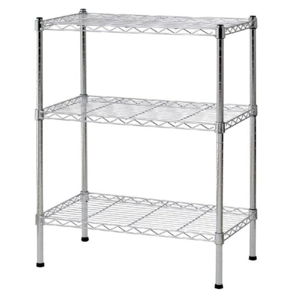 3-shelf Wire Shelving,  Adjustable Storage Rack Unit, Microwave Bakers Rack Garage Kitchen Organizer, Capacity for 200 lbs