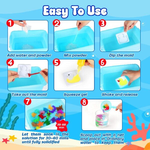 Mocoosy 20 Colors Magic Fairy Water Gel Toy Kit for Kids, Aqua Elf Water Gel Kit with 20 Magic Gels & 16 Squishy Maker Molds, Magical Squishy Paint Set Art Crafts STEM Game Activities for Boys Girls