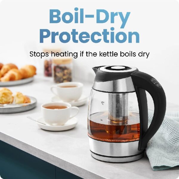 1.8L Electric Glass Kettle w/ Temperature Control, Removable Tea Infuser - Stainless Steel