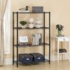 4 Shelf Wire Shelving Unit Garage NSF Wire Shelf Metal Storage Shelves Heavy Duty Height Adjustable for 1000 lbs Capacity Black