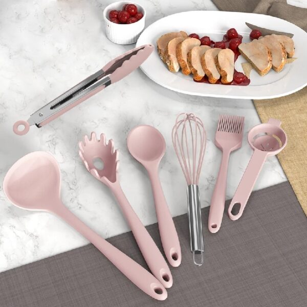 Black Silicone Cooking Utensils Set - 446°F Heat Resistant Kitchen Utensils,Turner Tongs,Spatula,Spoon,Brush,Whisk,Kitchen Utensil Gadgets Tools Set for Nonstick Cookware,Dishwasher Safe (BPA Free)