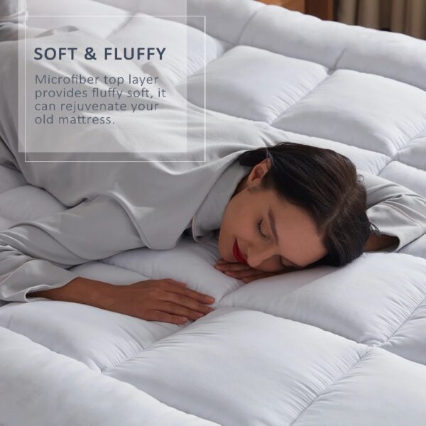 Extra Thick Mattress Topper, Cooling Mattress Pad Cover, Organic Cotton Pillow Top Protector with 8-21 Inch Deep Pocket, Twin Size