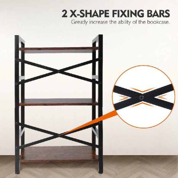 3 Tier Bookshelf, Industrial Small Bookcase Storage Organizer for Living Room, Bedroom