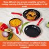 Nonstick Ceramic Cookware Set 3-Piece 7in/9in/11in, with Stay-Cool Handles, Aluminum, Red
