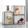 Stackable Storage Bins Durable and Dustproof Organizer, Transparent Gray, 3 Pack