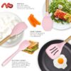 oannao Silicone Cooking Utensils Set - 446°F Heat Resistant Silicone Kitchen Utensils for Cooking,Kitchen Utensil Spatula Set w Wooden Handles,Holder, BPA FREE Gadgets for Non-Stick Cookware (Khaki)